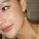 18K Gold Double Hoop Octagram Diamond Love Earrings